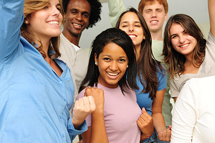 Happy young adults feeling hopeful at Independent Living treatment facility for troubled young adults